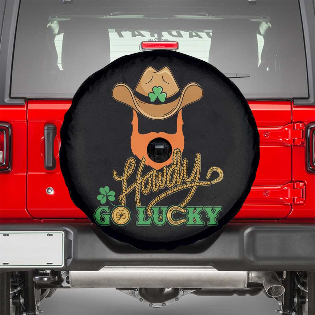 Funny St Patricks Cowboy Spare Tire Cover Howdy Go Lucky Irish Western TS02 Black Print Your Wear