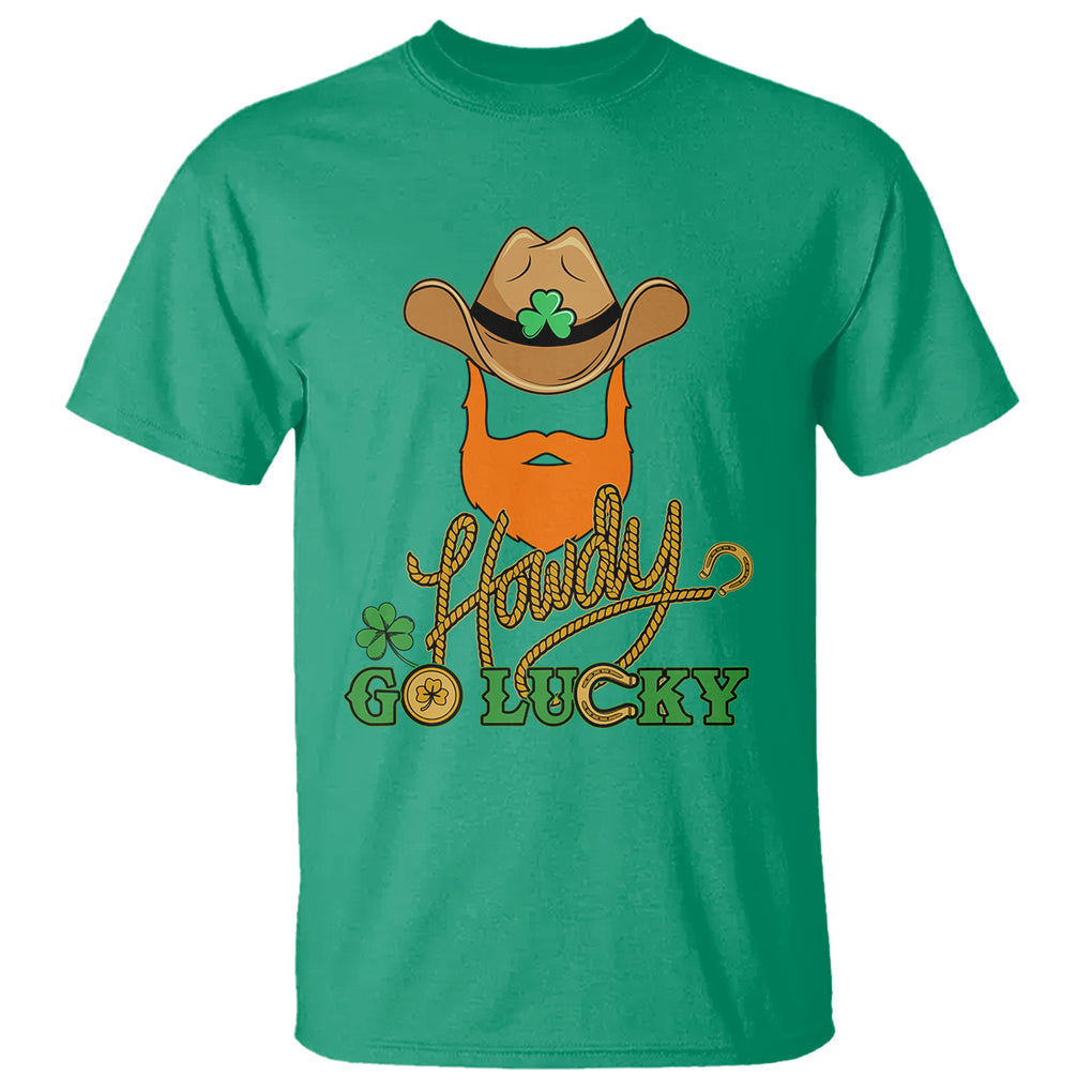 Funny St. Patricks Cowboy T Shirt Howdy Go Lucky Irish Western TS02 Irish Green Printyourwear