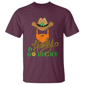 Funny St. Patricks Cowboy T Shirt Howdy Go Lucky Irish Western TS02 Maroon Printyourwear