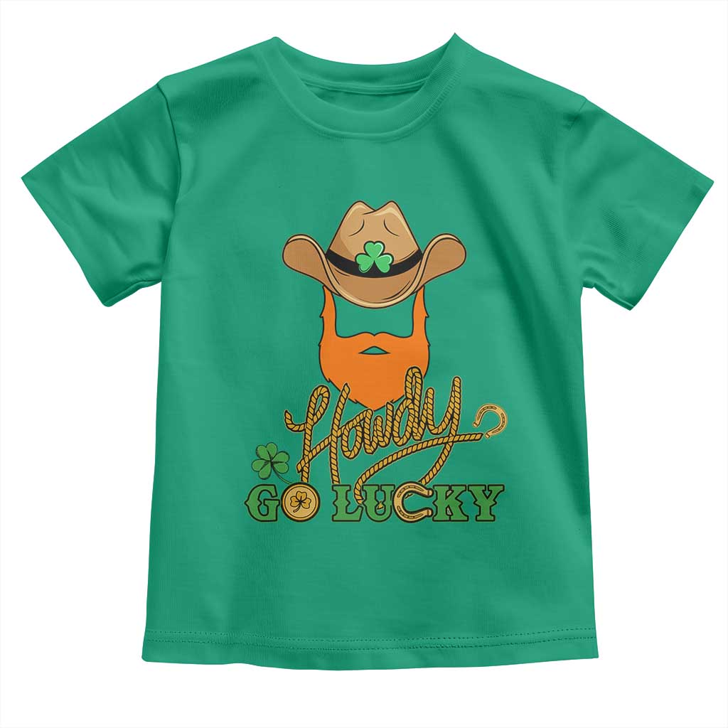 Funny St Patricks Cowboy Toddler T Shirt Howdy Go Lucky Irish Western TS02 Irish Green Print Your Wear