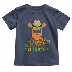 Funny St Patricks Cowboy Toddler T Shirt Howdy Go Lucky Irish Western TS02 Navy Print Your Wear