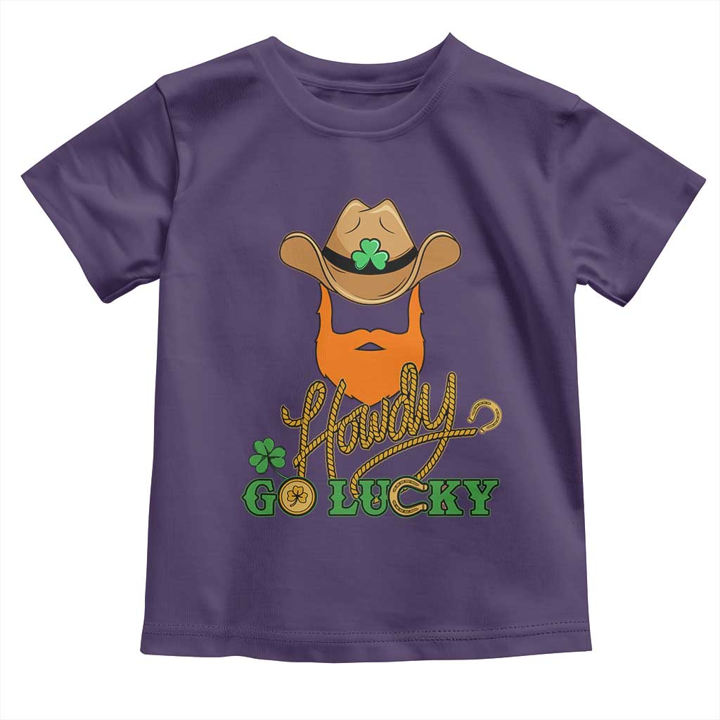 Funny St Patricks Cowboy Toddler T Shirt Howdy Go Lucky Irish Western TS02 Purple Print Your Wear