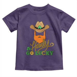 Funny St Patricks Cowboy Toddler T Shirt Howdy Go Lucky Irish Western TS02 Purple Print Your Wear