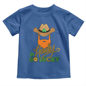 Funny St Patricks Cowboy Toddler T Shirt Howdy Go Lucky Irish Western TS02 Royal Blue Print Your Wear