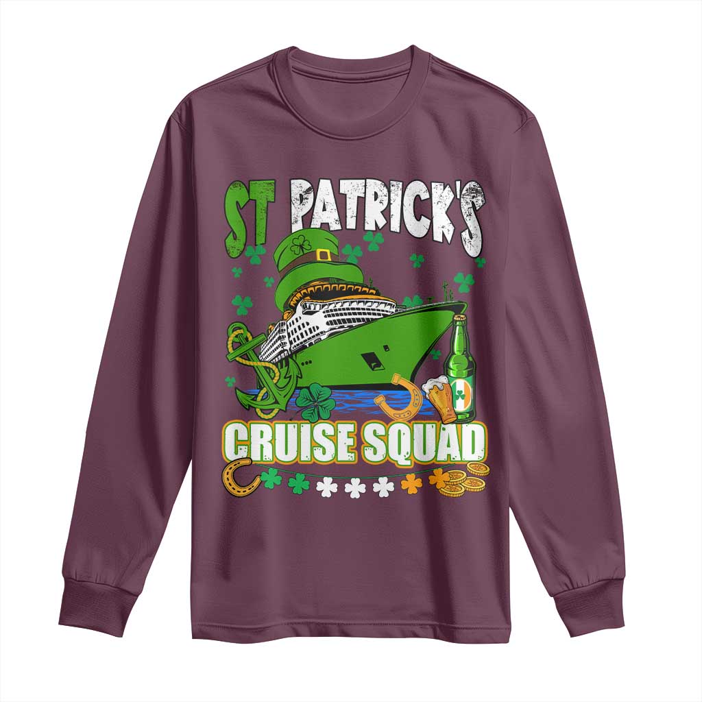 Funny St Patricks Cruise Long Sleeve Shirt Holiday Trip Family Group Matching TS02 Maroon Print Your Wear