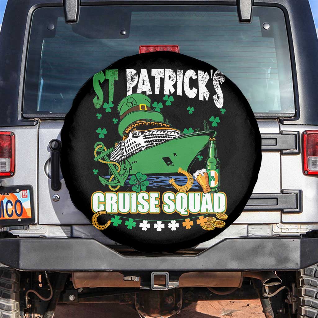 Funny St Patricks Cruise Spare Tire Cover Holiday Trip Family Group Matching TS02 No hole Black Print Your Wear