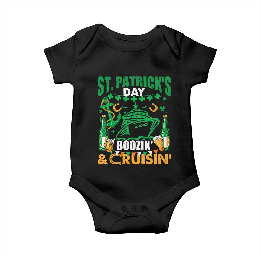 Funny St Patricks Cruise Baby Onesie Boozin' Cruisin' Drinking Squad Family Group Matching TS02 Black Print Your Wear