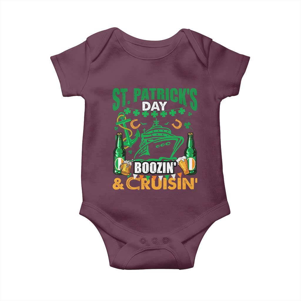 Funny St Patricks Cruise Baby Onesie Boozin' Cruisin' Drinking Squad Family Group Matching TS02 Maroon Print Your Wear