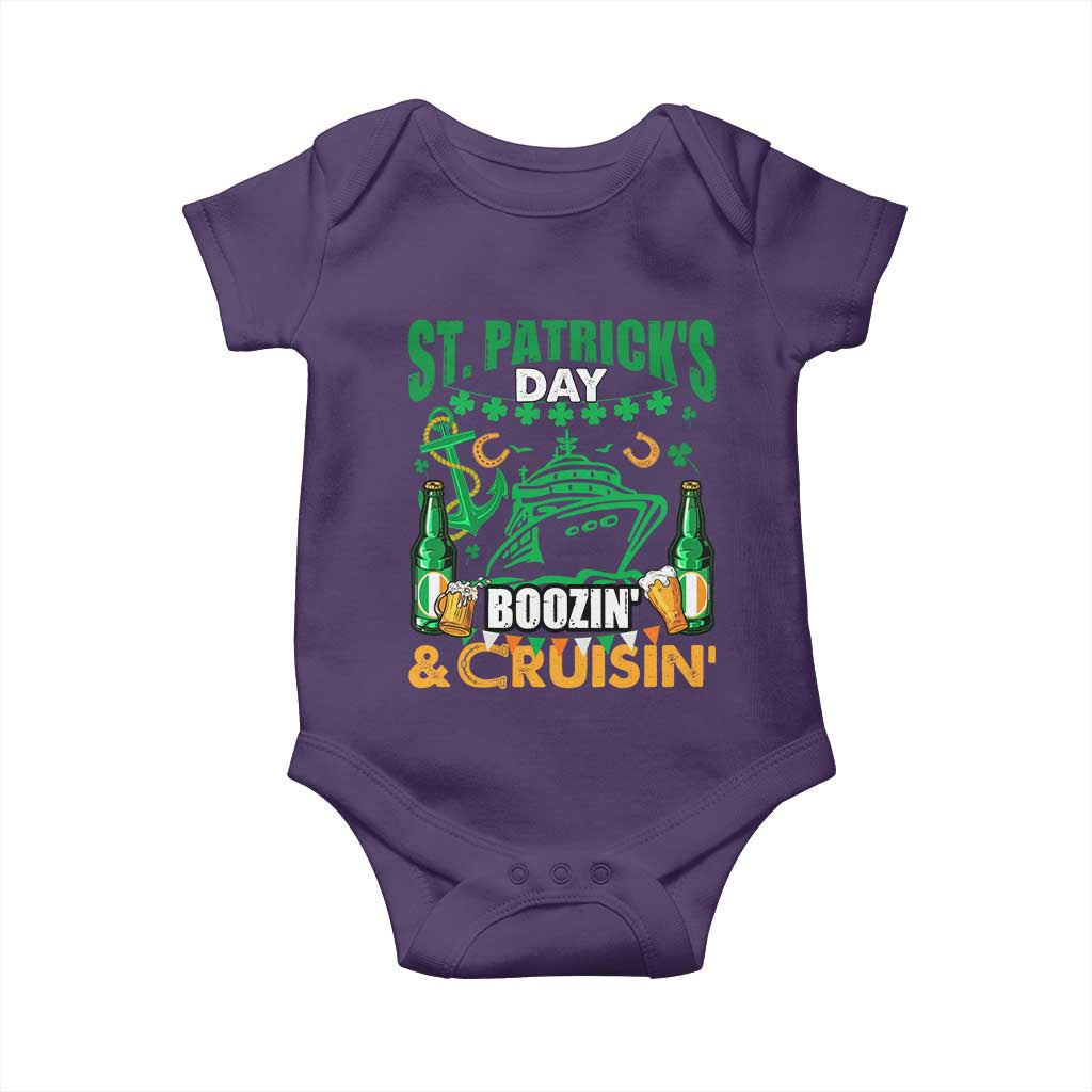 Funny St Patricks Cruise Baby Onesie Boozin' Cruisin' Drinking Squad Family Group Matching TS02 Purple Print Your Wear