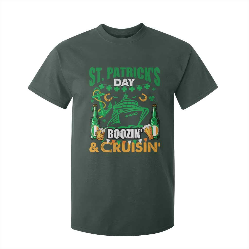 Funny St Patricks Cruise T Shirt For Kid Boozin' Cruisin' Drinking Squad Family Group Matching TS02 Dark Forest Green Print Your Wear