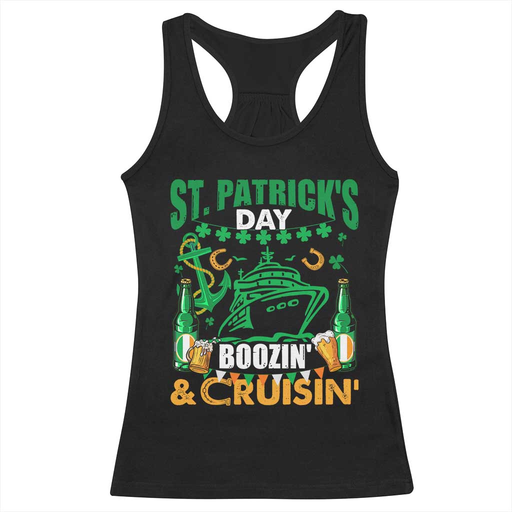 Funny St Patricks Cruise Racerback Tank Top Boozin' Cruisin' Drinking Squad Family Group Matching TS02 Black Print Your Wear