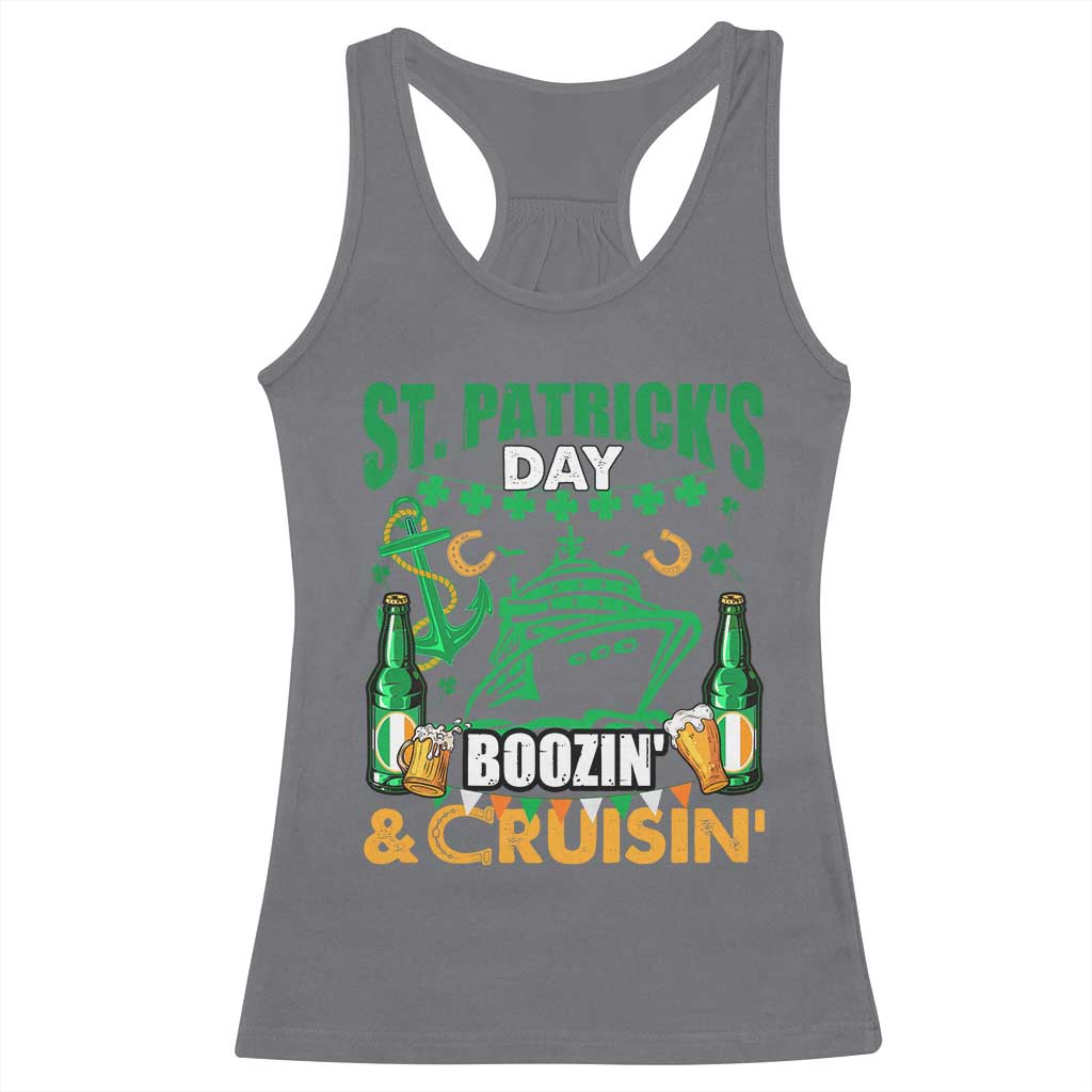 Funny St Patricks Cruise Racerback Tank Top Boozin' Cruisin' Drinking Squad Family Group Matching TS02 Charcoal Print Your Wear