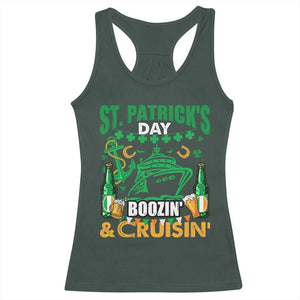Funny St Patricks Cruise Racerback Tank Top Boozin' Cruisin' Drinking Squad Family Group Matching TS02 Dark Forest Green Print Your Wear