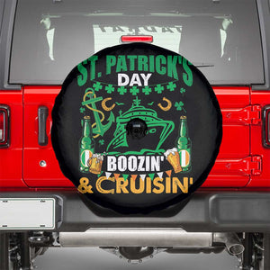 Funny St Patricks Cruise Spare Tire Cover Boozin' Cruisin' Drinking Squad Family Group Matching TS02 Black Print Your Wear