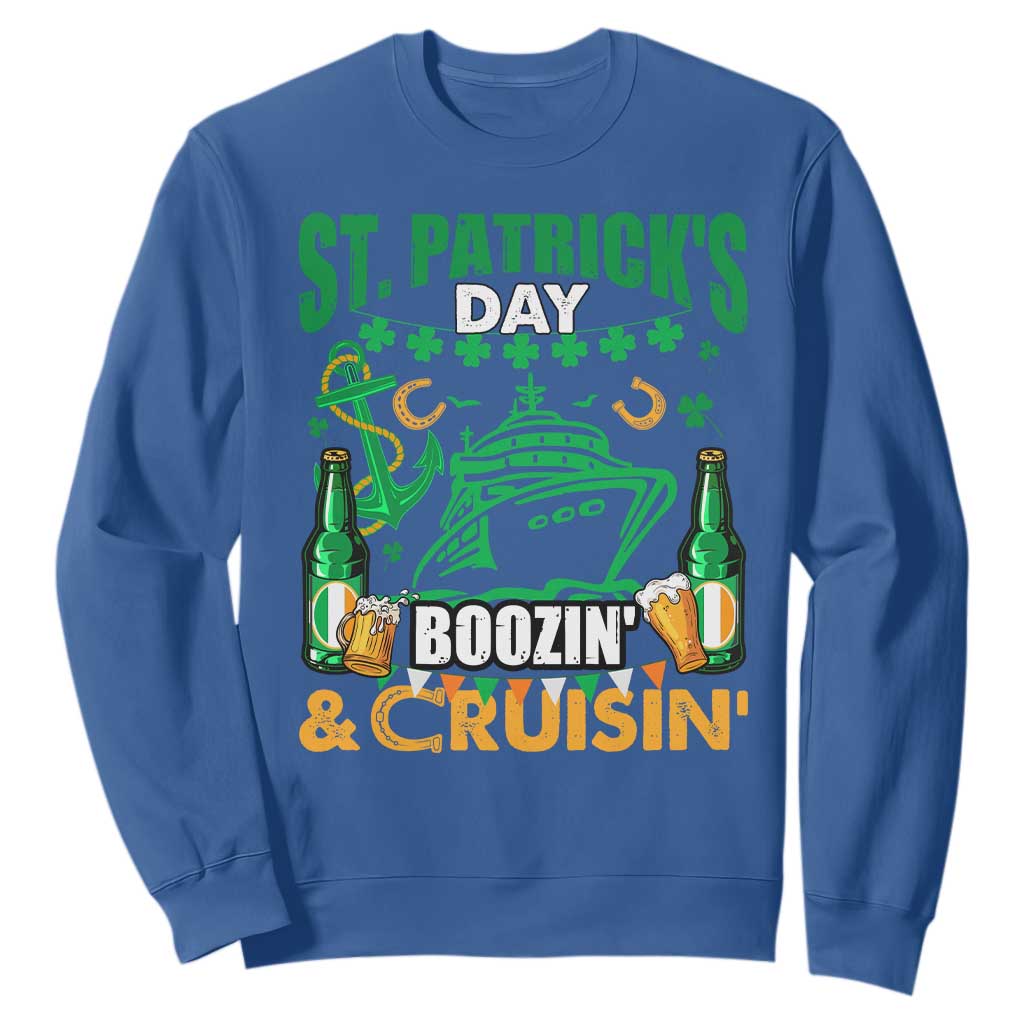 Funny St. Patricks Cruise Sweatshirt Boozin' Cruisin' Drinking Squad Family Group Matching TS02 Royal Blue Printyourwear