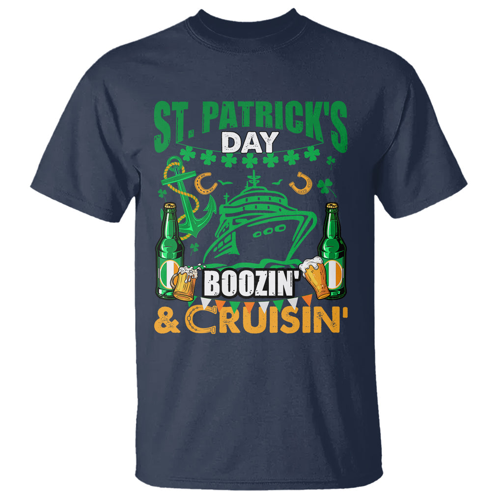 Funny St. Patricks Cruise T Shirt Boozin' Cruisin' Drinking Squad Family Group Matching TS02 Navy Printyourwear