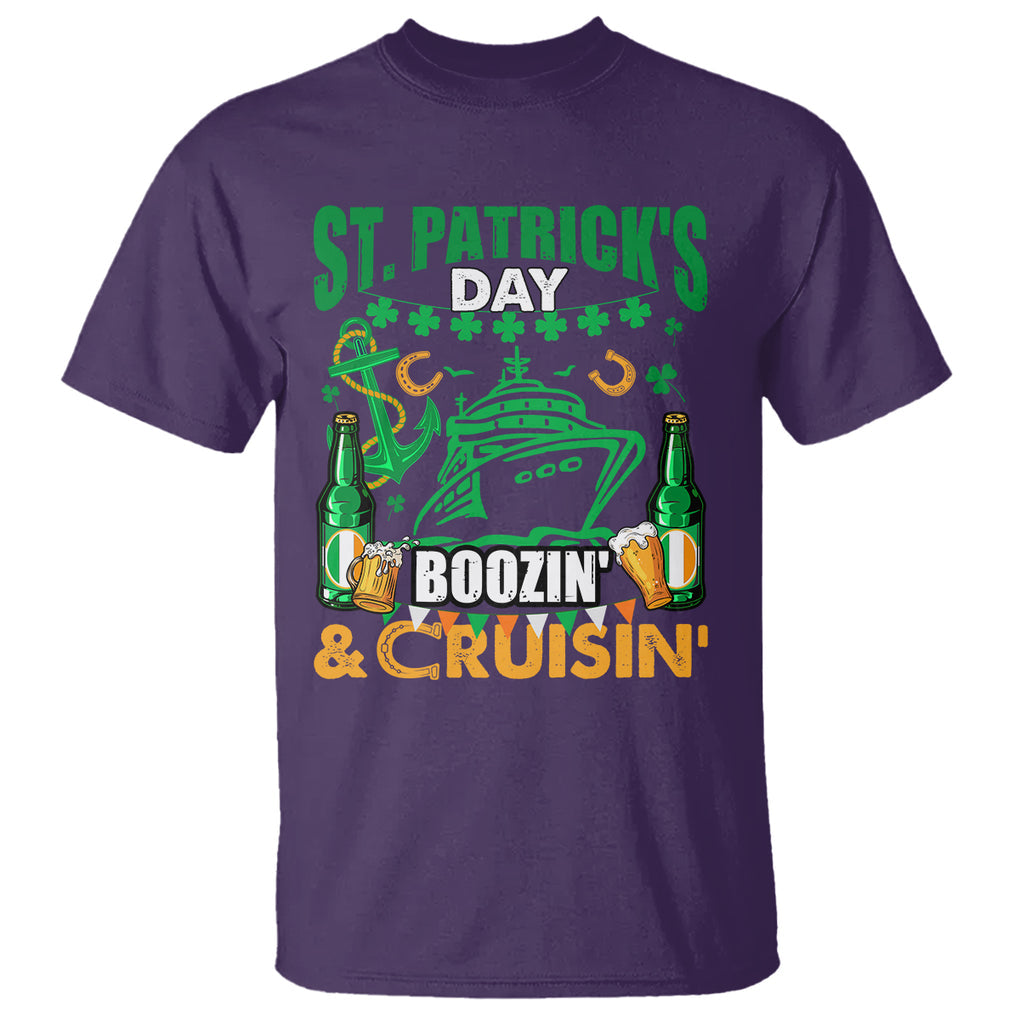 Funny St. Patricks Cruise T Shirt Boozin' Cruisin' Drinking Squad Family Group Matching TS02 Purple Printyourwear