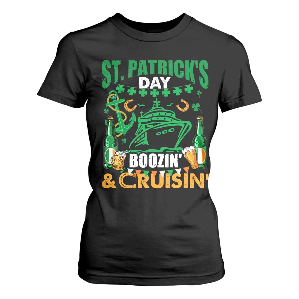 Funny St Patricks Cruise T Shirt For Women Boozin' Cruisin' Drinking Squad Family Group Matching TS02 Black Print Your Wear