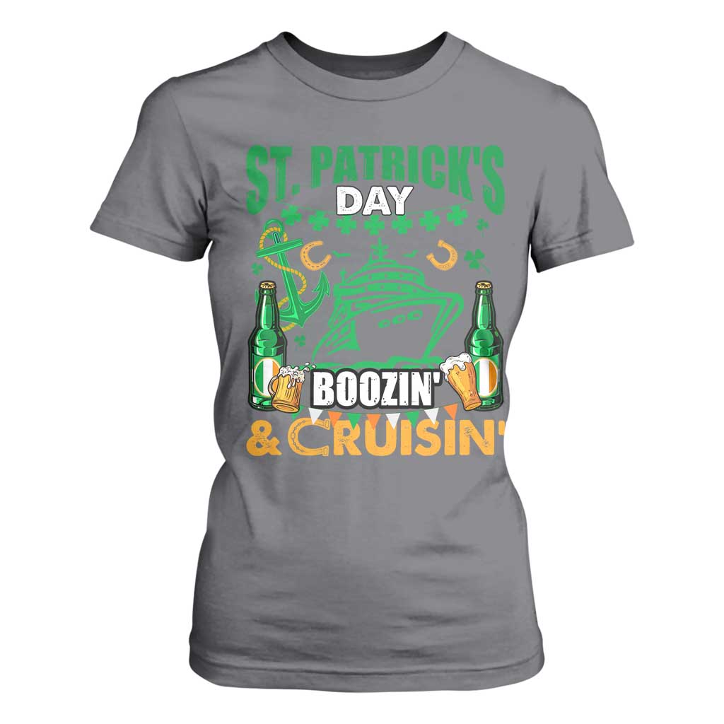 Funny St Patricks Cruise T Shirt For Women Boozin' Cruisin' Drinking Squad Family Group Matching TS02 Charcoal Print Your Wear