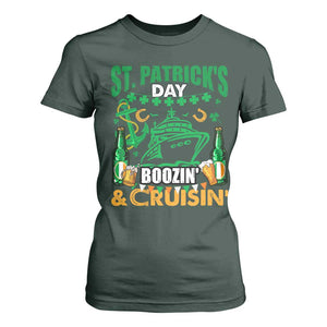 Funny St Patricks Cruise T Shirt For Women Boozin' Cruisin' Drinking Squad Family Group Matching TS02 Dark Forest Green Print Your Wear