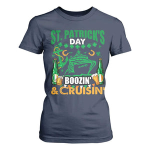 Funny St Patricks Cruise T Shirt For Women Boozin' Cruisin' Drinking Squad Family Group Matching TS02 Navy Print Your Wear
