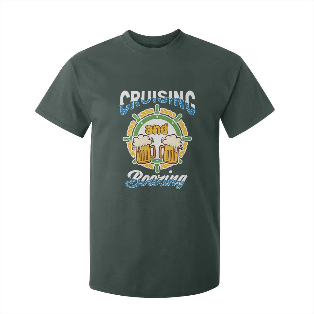 Funny St Patricks Cruise T Shirt For Kid Cruising And Boozing Drinking Squad Family Group Matching TS02 Dark Forest Green Print Your Wear