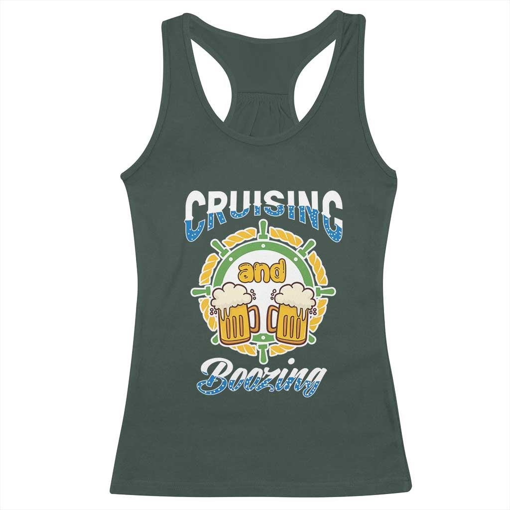 Funny St Patricks Cruise Racerback Tank Top Cruising And Boozing Drinking Squad Family Group Matching TS02 Dark Forest Green Print Your Wear