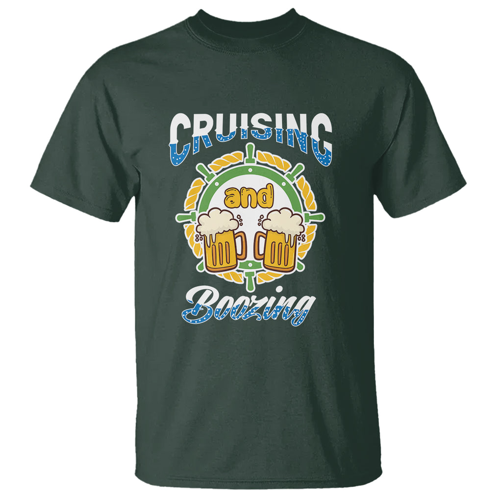 Funny St. Patricks Cruise T Shirt Cruising And Boozing Drinking Squad Family Group Matching TS02 Dark Forest Green Printyourwear