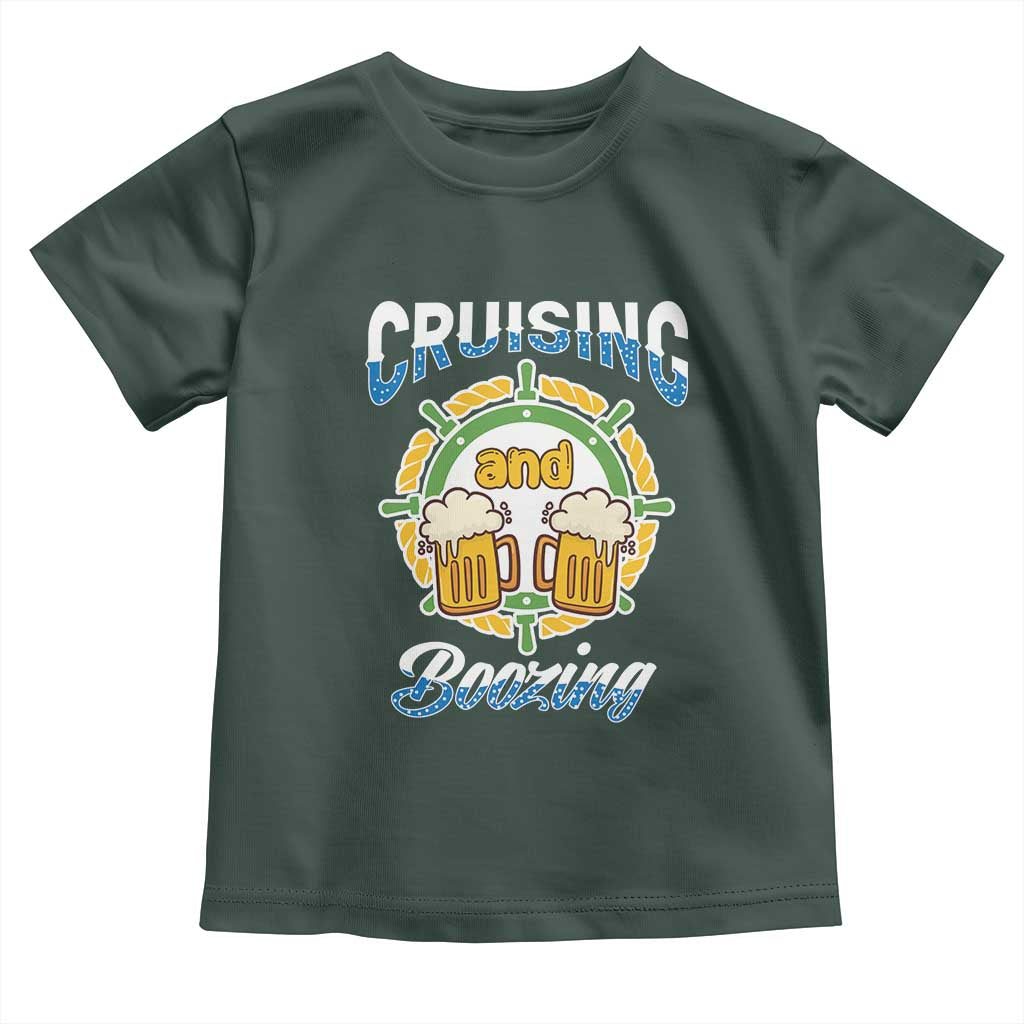 Funny St Patricks Cruise Toddler T Shirt Cruising And Boozing Drinking Squad Family Group Matching TS02 Dark Forest Green Print Your Wear