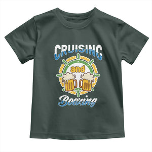 Funny St Patricks Cruise Toddler T Shirt Cruising And Boozing Drinking Squad Family Group Matching TS02 Dark Forest Green Print Your Wear