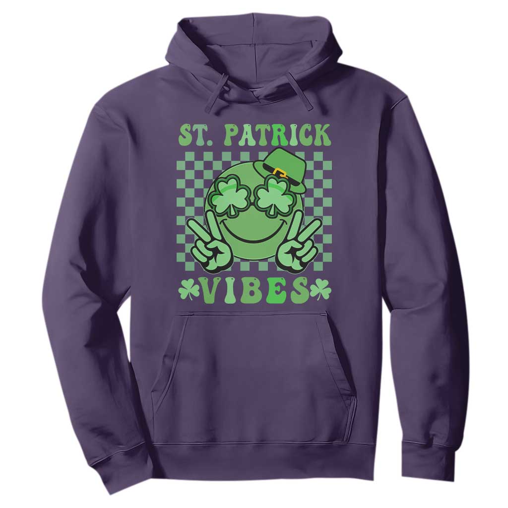 Funny St. Patricks Day Hoodie St Patrick Vibes Retro Groovy TS02 Purple Printyourwear