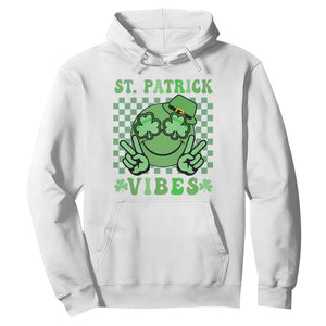 Funny St. Patricks Day Hoodie St Patrick Vibes Retro Groovy TS02 White Printyourwear
