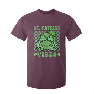 Funny St Patricks Day T Shirt For Kid St Patrick Vibes Retro Groovy TS02 Maroon Print Your Wear