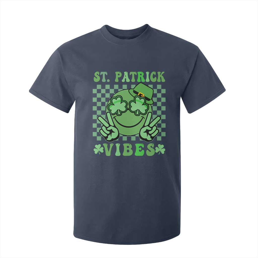 Funny St Patricks Day T Shirt For Kid St Patrick Vibes Retro Groovy TS02 Navy Print Your Wear