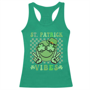 Funny St Patricks Day Racerback Tank Top St Patrick Vibes Retro Groovy TS02 Irish Green Print Your Wear