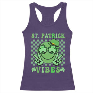Funny St Patricks Day Racerback Tank Top St Patrick Vibes Retro Groovy TS02 Purple Print Your Wear
