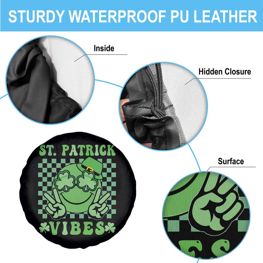 Funny St Patricks Day Spare Tire Cover St Patrick Vibes Retro Groovy TS02 Print Your Wear
