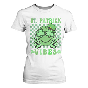 Funny St Patricks Day T Shirt For Women St Patrick Vibes Retro Groovy TS02 White Print Your Wear