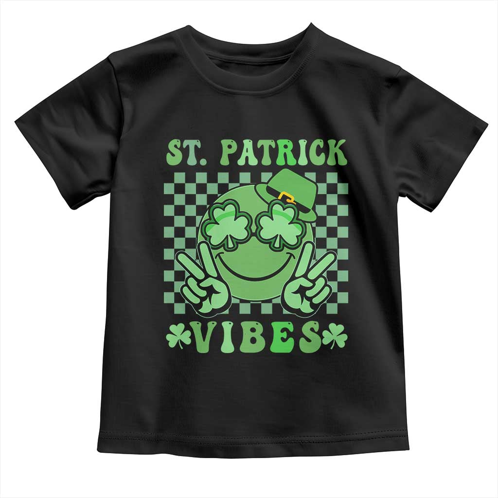 Funny St Patricks Day Toddler T Shirt St Patrick Vibes Retro Groovy TS02 Black Print Your Wear