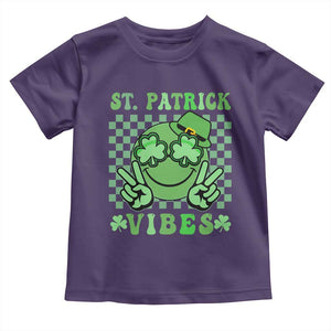 Funny St Patricks Day Toddler T Shirt St Patrick Vibes Retro Groovy TS02 Purple Print Your Wear