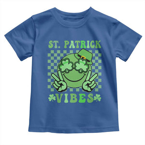 Funny St Patricks Day Toddler T Shirt St Patrick Vibes Retro Groovy TS02 Royal Blue Print Your Wear