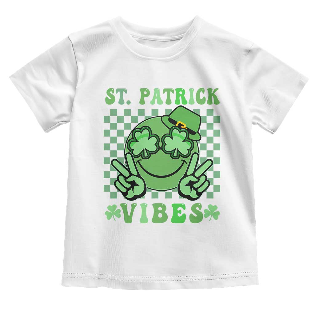 Funny St Patricks Day Toddler T Shirt St Patrick Vibes Retro Groovy TS02 White Print Your Wear