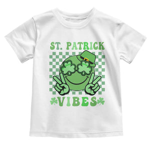 Funny St Patricks Day Toddler T Shirt St Patrick Vibes Retro Groovy TS02 White Print Your Wear