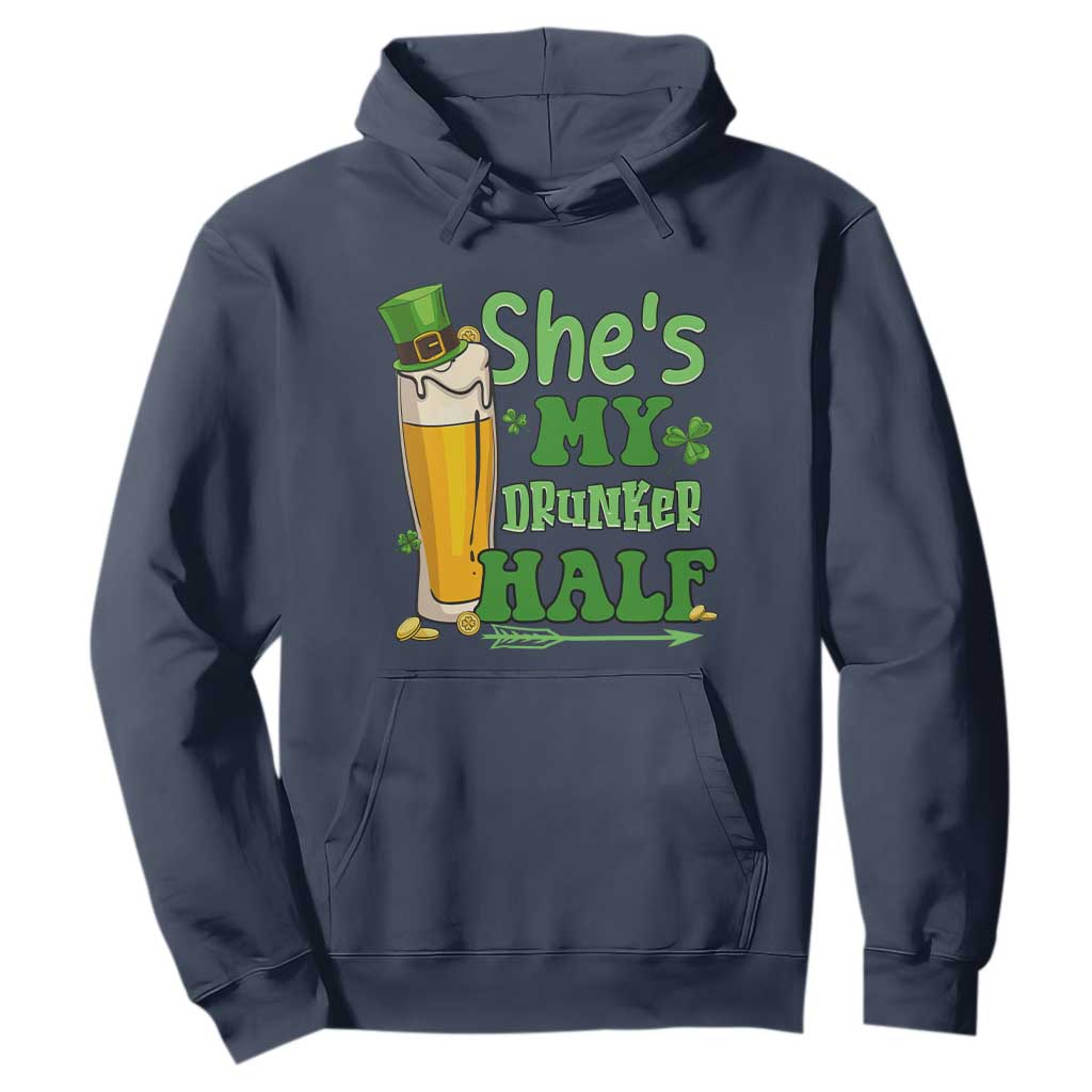 Funny St. Patricks Day Drinking Couple Matching Hoodie She's My Drunker Half TS02 Navy Printyourwear
