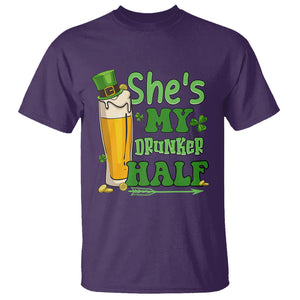Funny St. Patricks Day Drinking Couple Matching T Shirt She's My Drunker Half TS02 Purple Printyourwear