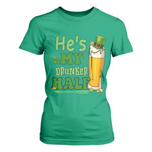 Funny St Patricks Day Drinking Couple Matching T Shirt For Women He's My Drunker Half TS02 Irish Green Print Your Wear