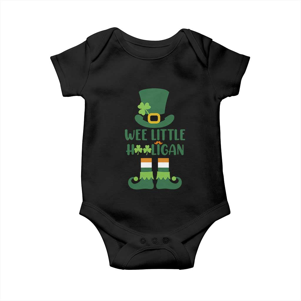 Cute St Patricks Day Baby Onesie Wee Little Hooligan Leprechaun for Boy Kids TS02 Black Print Your Wear