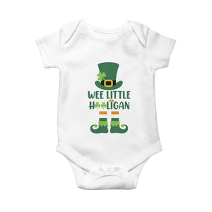 Cute St Patricks Day Baby Onesie Wee Little Hooligan Leprechaun for Boy Kids TS02 White Print Your Wear