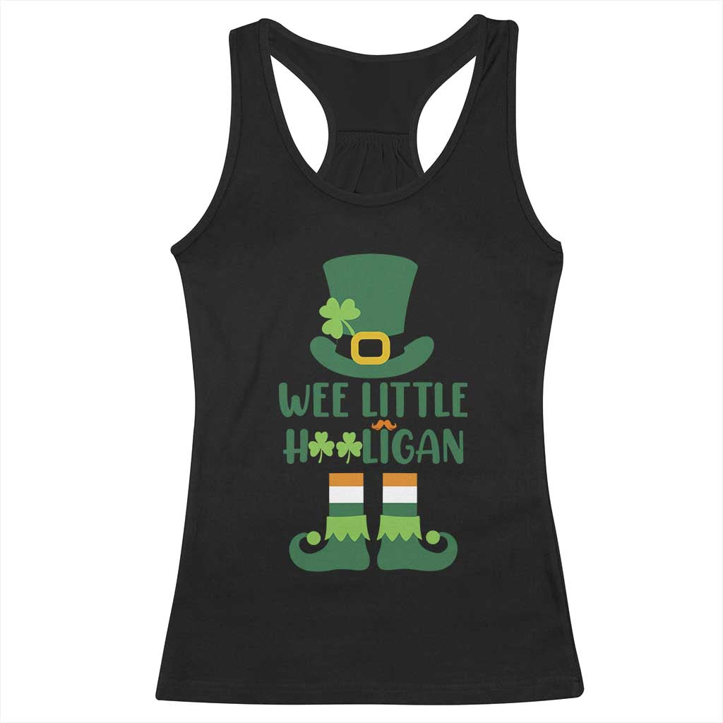 Cute St Patricks Day Racerback Tank Top Wee Little Hooligan Leprechaun for Boy Kids TS02 Black Print Your Wear