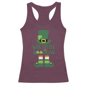 Cute St Patricks Day Racerback Tank Top Wee Little Hooligan Leprechaun for Boy Kids TS02 Maroon Print Your Wear